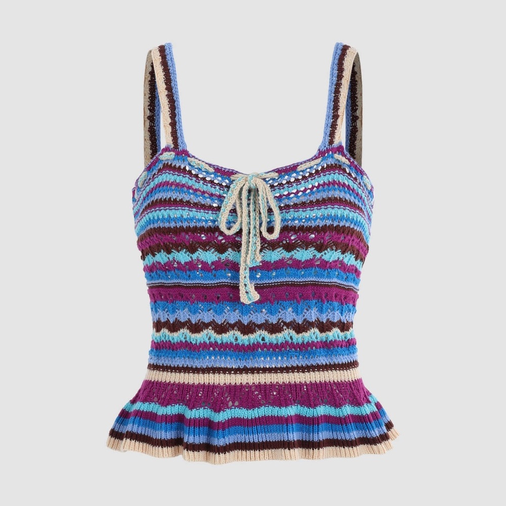 CIDER‎ STRIPED PATTERN CROCHET TANK
